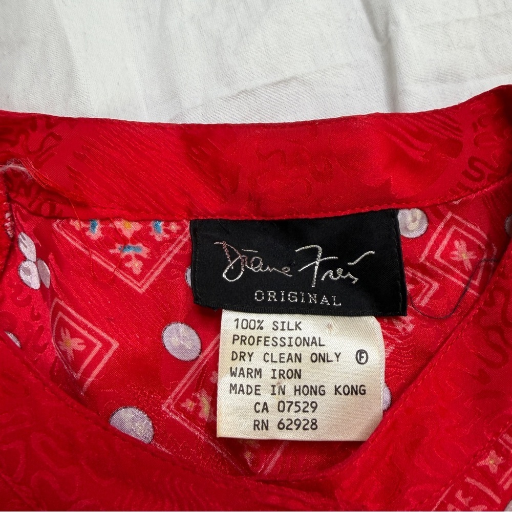Diane Freis Original 100% Silk Vintage Dress – Red Print – Size M/L - Picture 6 of 6